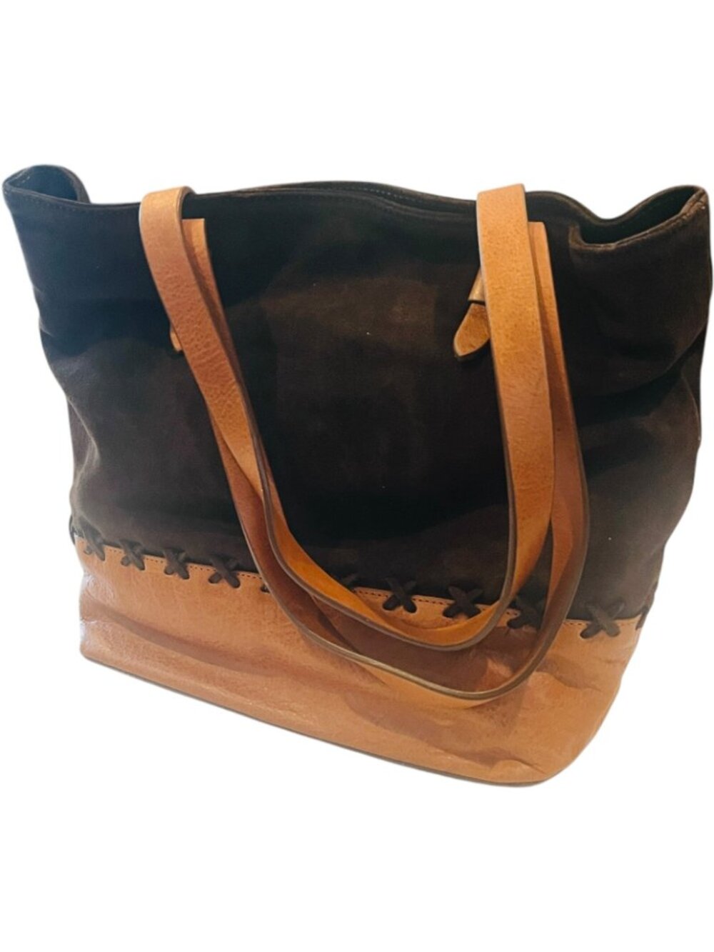 Sundance Brown Stitch Bag / Carry Purse - NEW with Tags - 13" W x 11" H x 5" W - Picture 6 of 10